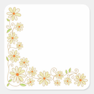Hand Drawn Doodle Floral Corner Border Square Sticker