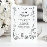 Hand Drawn Doodle Funky Whimsical Engagement Party Invitation<br><div class="desc">This playful engagement party invitation is bursting with personality, charm, and a whole lot of love! Designed in a fun hand-drawn doodle style, it’s the perfect way to kick off your “we’re engaged!” celebration with style and a smile. Adorned with quirky illustrations — from string lights and musical notes to...</div>