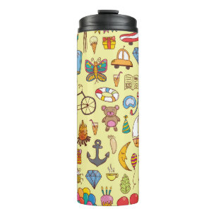 Hand-drawn doodle kids: vintage pattern. thermal tumbler