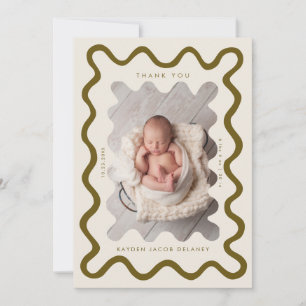 Hand Drawn Doodle Line Cream Birth Announcement