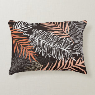 Hand drawn doodle palm leaves pattern accent pillow