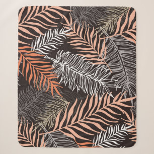 Hand drawn doodle palm leaves pattern sherpa blanket