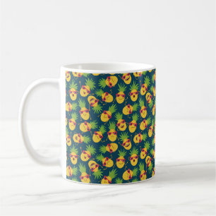 Hand drawn doodle seamless background with hand dr coffee mug