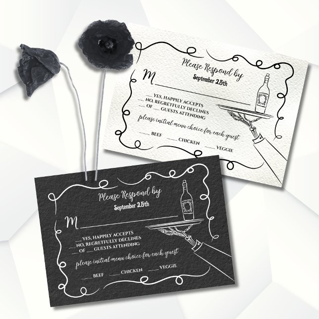Hand drawn doodle Skeleton RSVP response cards (Creator Uploaded)
