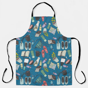 Hand drawn doodle sketch fashion illustration seam apron