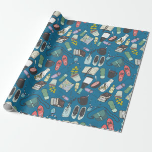 Hand drawn doodle sketch fashion illustration seam wrapping paper