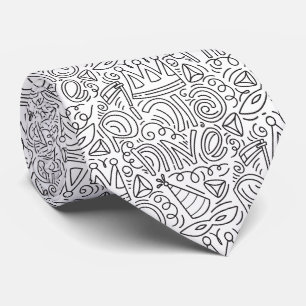 Hand Drawn Doodle Style Purim Neck Tie