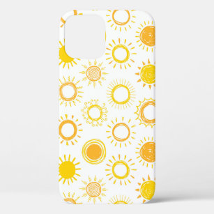Hand Drawn Doodle Suns Pattern iPhone 12 Case