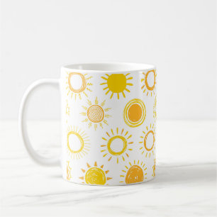 Hand Drawn Doodle Suns Pattern Coffee Mug