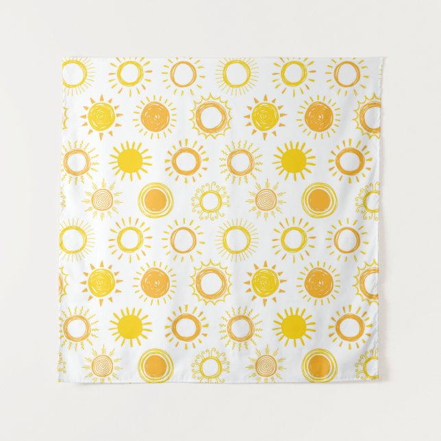 Hand Drawn Doodle Suns Pattern Tapestry (Front)