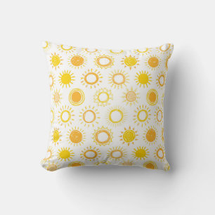 Hand Drawn Doodle Suns Pattern Throw Pillow
