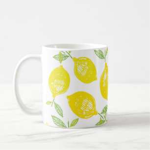 Hand drawn doodle tropical fruit pattern backgroun coffee mug