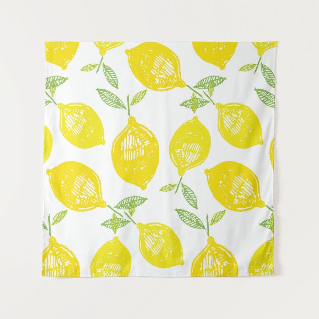 Hand drawn doodle tropical fruit pattern backgroun tapestry (Front)