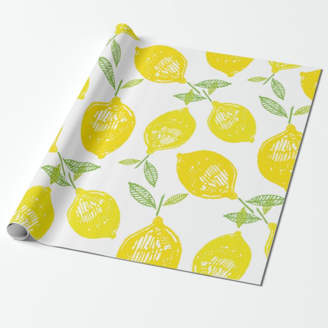 Hand drawn doodle tropical fruit pattern backgroun wrapping paper (Unrolled)