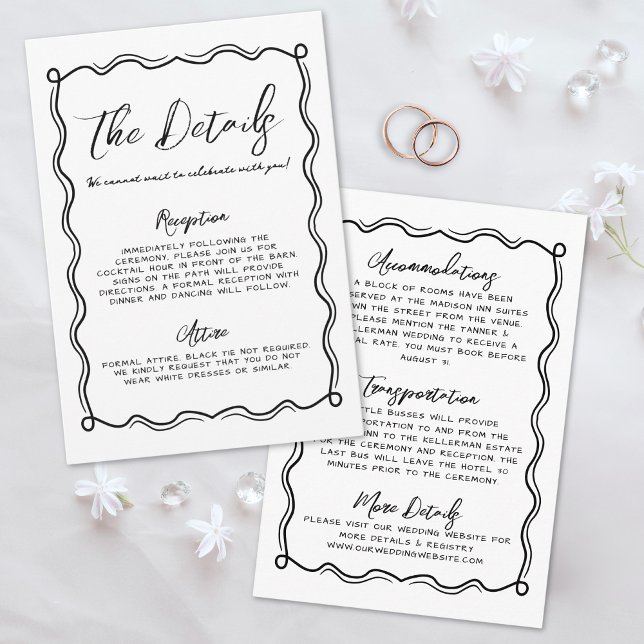 Hand Drawn Doodle Whimsical Wedding Details Enclosure Card (Hand Drawn Doodle Whimsical Wedding Details Enclosure Card)
