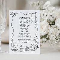 Hand Drawn Doodles Funky Whimsical Bridal Shower