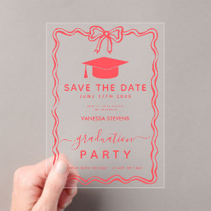 Hand Drawn Doodles Graduation Save the Date  Acrylic Invitations