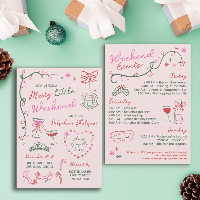 Hand-Drawn Doodles Merry Bachelorette Weekend Invitation (Creator Uploaded)