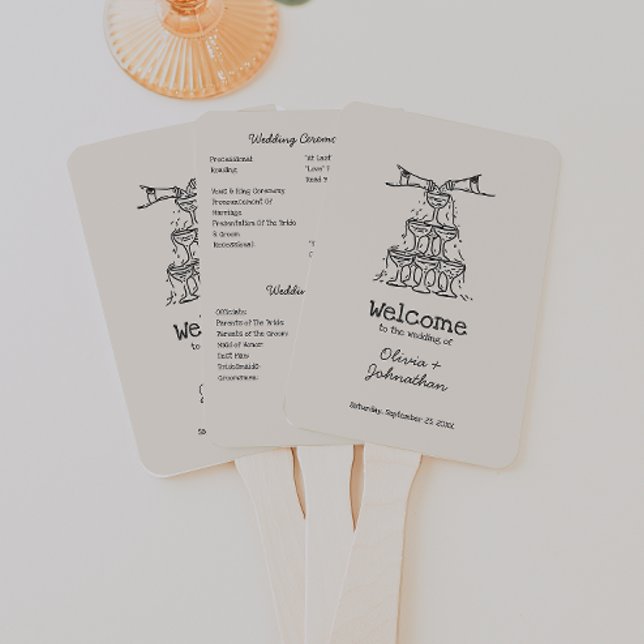 Hand Drawn Doodles Wedding Program Fan (Creator Uploaded)