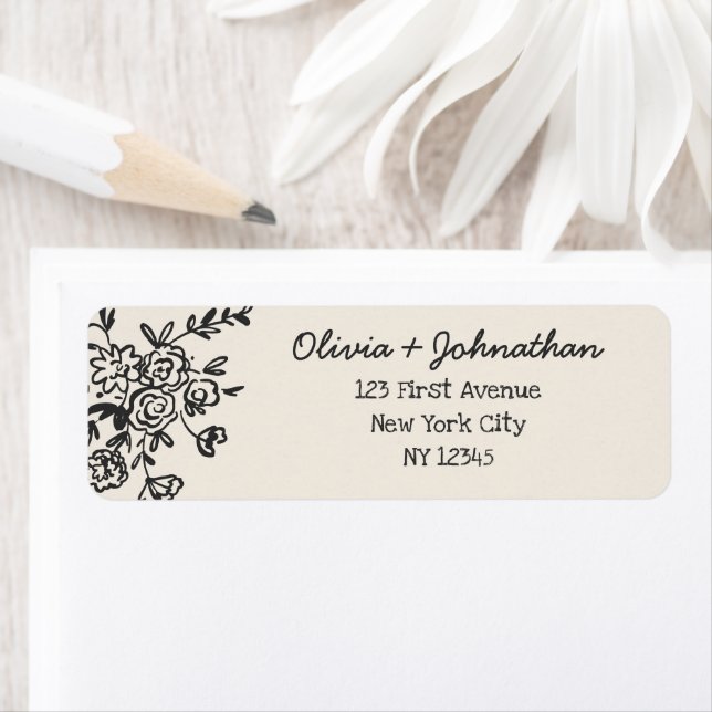 Hand Drawn Doodles Wedding Return Address (Insitu)