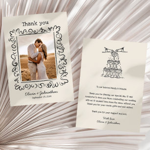 Hand Drawn Doodles Wedding Thank You Card