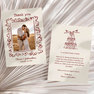 Hand Drawn Doodles Wedding Thank You Card