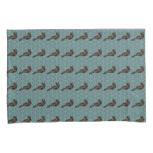 Hand drawn Dragon Bird geometric teal pillowcases