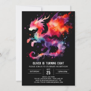 Hand Drawn Dragon Birthday Customizable Invitation