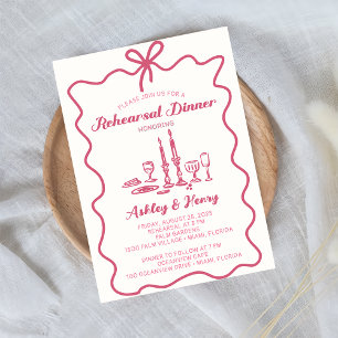 Hand Drawn Drawing Wedding Rehearsal Dinner    Invitation
