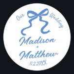 Hand Drawn Drawings Doodles Bow Wedding Favour Classic Round Sticker<br><div class="desc">Add a charming touch to your wedding favours with these delightful stickers, featuring hand-drawn illustrations of a playful wavy and squiggly bow. Perfect for sealing favour bags, gift boxes, or any wedding mementos, these round labels bring a touch of creativity and fun to your special day. Ideal for couples who...</div>