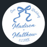 Hand Drawn Drawings Doodles Bow Wedding Favour Classic Round Sticker<br><div class="desc">Add a charming touch to your wedding favours with these delightful stickers, featuring hand-drawn illustrations of a playful wavy and squiggly bow. Perfect for sealing favour bags, gift boxes, or any wedding mementos, these round labels bring a touch of creativity and fun to your special day. Ideal for couples who...</div>
