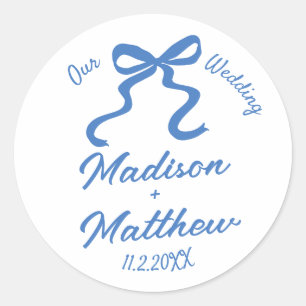 Hand Drawn Drawings Doodles Bow Wedding Favour Classic Round Sticker