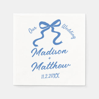 Hand Drawn Drawings Doodles Ribbon Bow Wedding Napkin