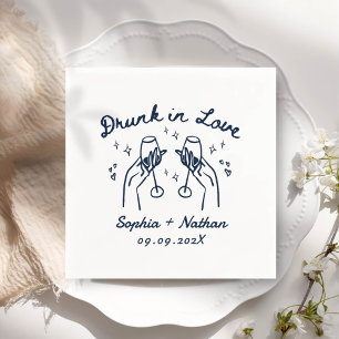 Hand Drawn Drunk In Love Personalized Wedding Napkin