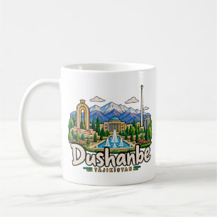 Hand Drawn Dushanbe Tajikistan Travel Art Landmark Coffee Mug
