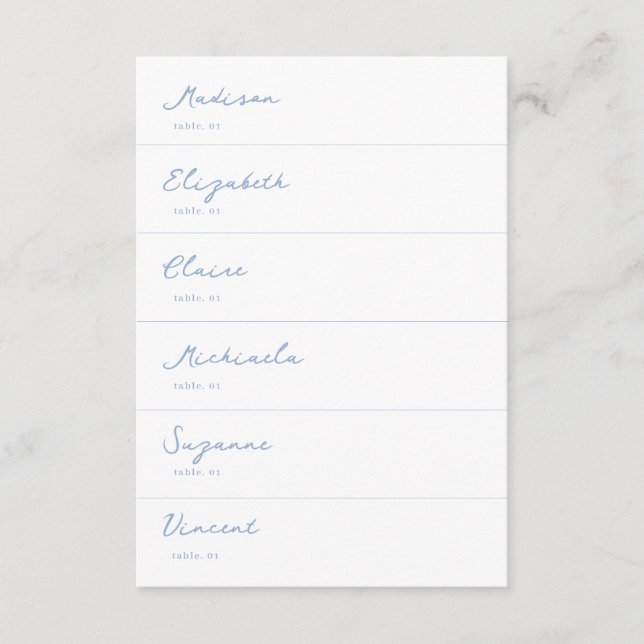 Hand Drawn Dusty Blue Wedding Place Card DIY (Front)