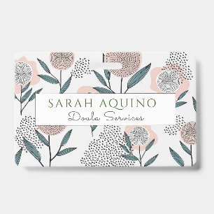 Hand Drawn Dusty Rose Floral Doula Badge