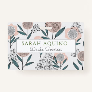 Hand Drawn Dusty Rose Floral Doula Badge