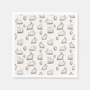 Hand-drawn Easter Bunnies Pattern   Paper Napkin