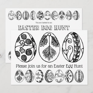 Hand Drawn Easter Egg Hunt Colouring Invitation