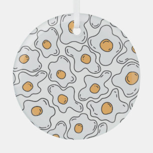 Hand-Drawn Eggs Fun Seamless Pattern Glass Ornament
