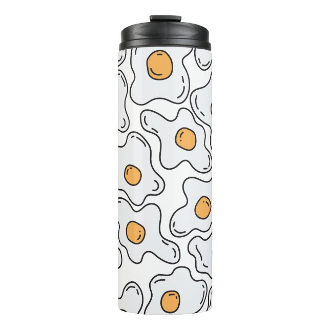 Hand-Drawn Eggs Fun Seamless Pattern Thermal Tumbler (Front)