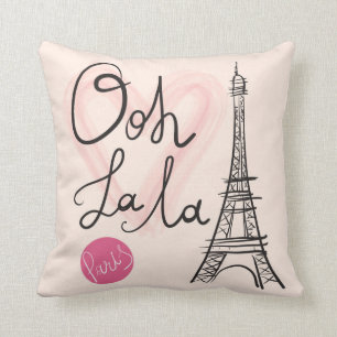Hand Drawn Eiffel Tower Throw Pillow