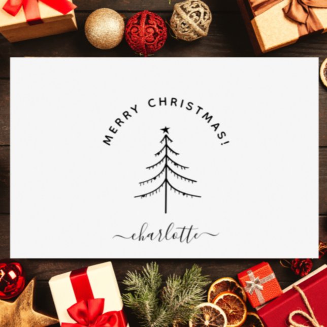 Hand-drawn Elegant Merry Christmas Holiday Rubber Stamp (Creator Uploaded)