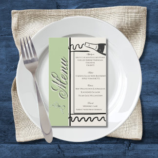 Hand Drawn Elegant Simple Green & Cream Wedding Flyer
