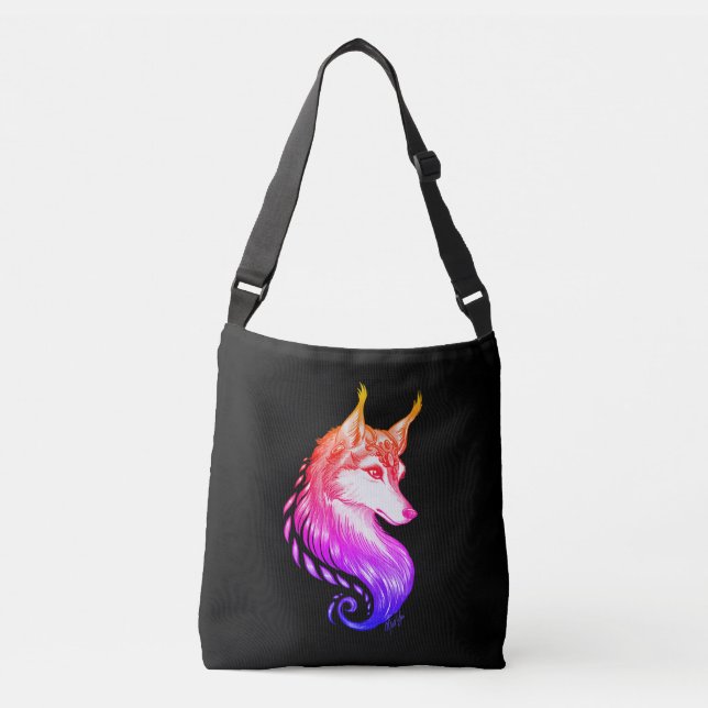 Hand Drawn Elegant Sunset Wolf US Made Tote Bag (Front)