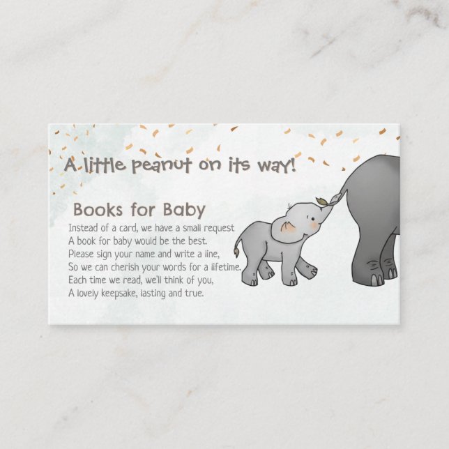 Hand Drawn Elephant Little Peanut Books for Baby Enclosure Card (Front)
