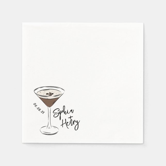Hand Drawn Espresso Martini Cocktail   Napkin (Front)