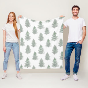Hand Drawn Evergreen Tree Pattern    Fleece Blanket