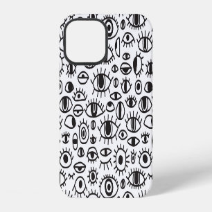 Hand-Drawn Eyes: Doodle Seamless Background. iPhone 12 Case